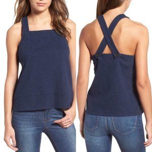 Apron Cross-Back Tank Top | Deep Navy, Madewell Size Medium